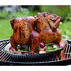 Double BBQ Chicken Roaster with Drip Pan