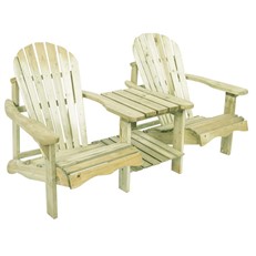 Double Adirondack Relax Wooden Chair with Table