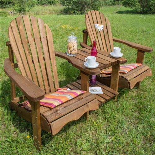 Double Adirondack Relax Wooden Chair With Table   253169 01 4 Large 