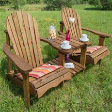 Double Adirondack Relax Wooden Chair with Table