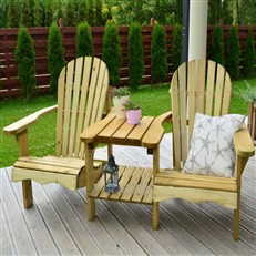 Double Adirondack Relax Wooden Chair with Table