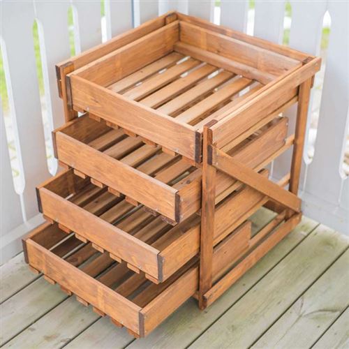 Wooden Four Drawer Garden Storage Unit