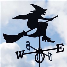 Large Black Steel Witch Weathervane