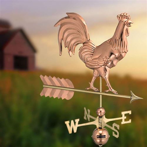 Magnificent Polished Copper Rooster Farmhouse Weathervane