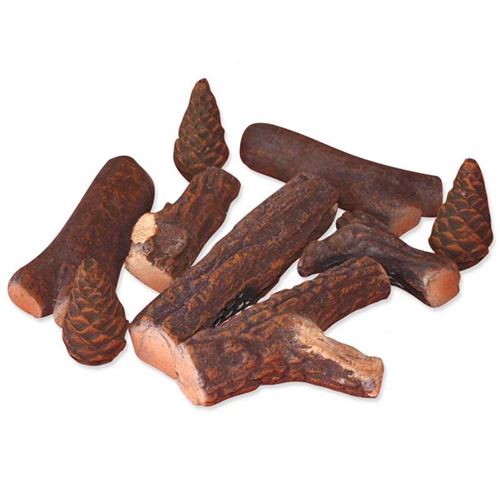 Decorative Ceramic Logs and Pine Cones for Bio-ethanol Fireplaces